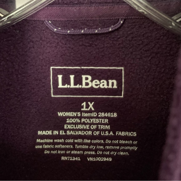L.L.Bean Women Plus Sz.1X Purple Fleece Vest - Picture 4 of 4